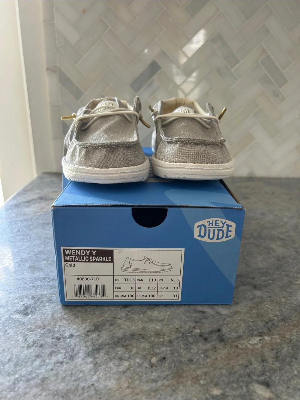 Hey Dude Kids Metallic Champagne Slip-On Sneakers